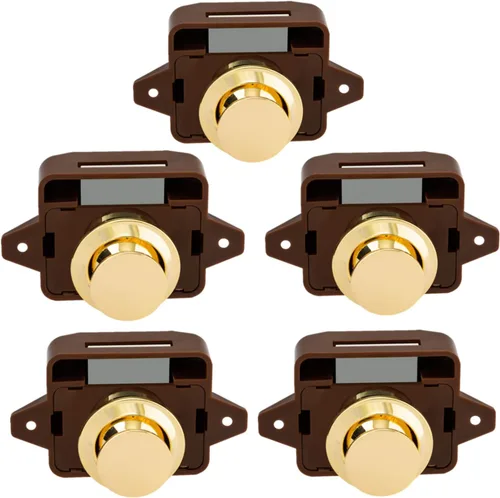 Miniatura 10 de 5 cerraduras de armario sin llave con botón para puerta de armario, autocaravana, caravana (negro)