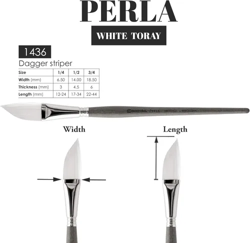 Miniatura 3 de Speedball Art Products 1436-025 Escoda Perla Series, 1/4 pulgadas, filamento Toray blanco sintético