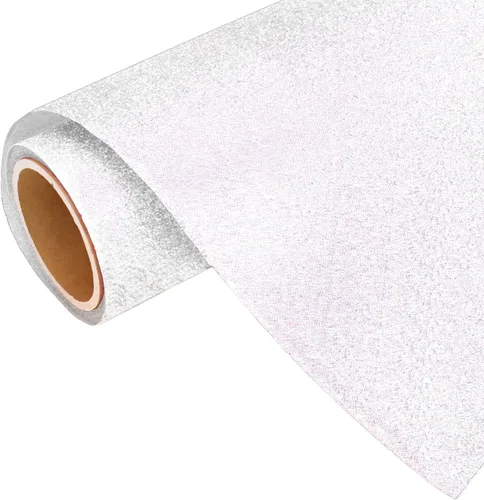 Rollo de película de vinilo de transferencia de calor Threadart Glitter Rainbow White de 3 yardas x 20 pulgadas | Colores con purpurina | Compatible