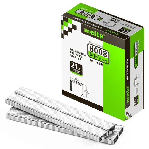 Miniatura 12 de meite Grapas de tapicería de calibre 21, corona de 1/2 pulgada con grapas galvanizadas resistentes de 1/2 pulgada de longitud para pistolas