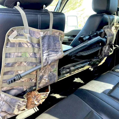 Miniatura 5 de AUSCAMOTEK 2 piezas de asiento de coche trasero escopeta rack camuflaje pistoleras organizador de panales para caza de ciervos de pato