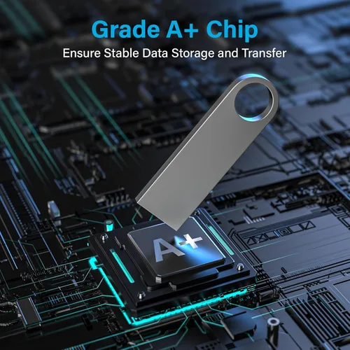 Miniatura 4 de ABLAZE Paquete de 2 unidades flash de 128 GB, unidades de pulgar USB 2.0 de metal con llaveros USB Stick Pendrive (plateado)