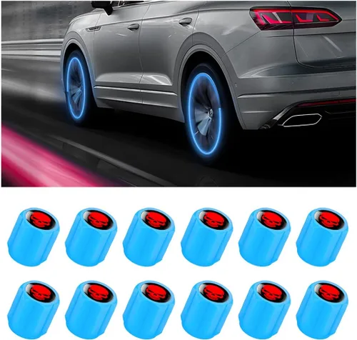 Miniatura 8 de Tapones Luminosos para Válvula de Neumático de Auto, 12 Unidades, Cubierta Iluminada de Válvula de Rueda con Cráneo, Tapa de Rueda de Brillo