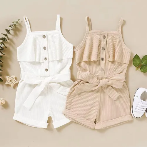 Miniatura 3 de Tepuce Ropa para niña pequeña, con correa de bebé, sin mangas, de una pieza, overol casual de verano