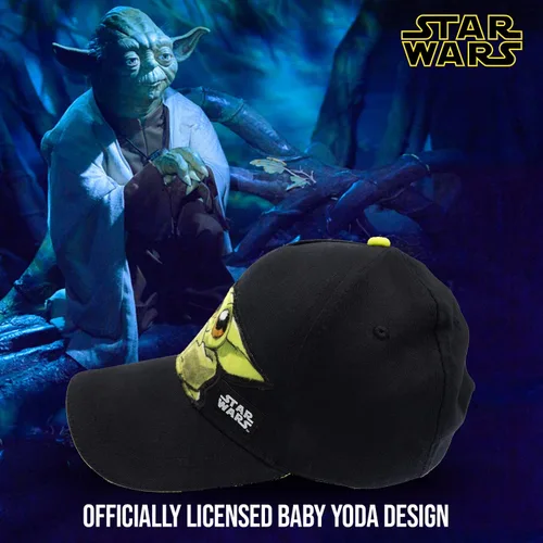 Miniatura 3 de Star Wars Baby Yoda Hat Niño Niños y Niñas, Baby Yoda Gorra de béisbol de 2 a 5 años en negro