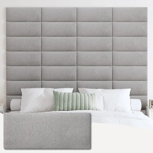 Miniatura 27 de IFNOW Cabecera tapizada para montar en la pared, paneles de pared 3D insonorizados, cabecero autoadhesivo para tamaño Queen, decoración del hogar