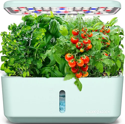 Miniatura 9 de Ahopegarden Sistema de cultivo hidropónico de jardín interior: Kit de germinación de plantas de 10 vainas, lámpara de crecimiento de hierbas y Blanco