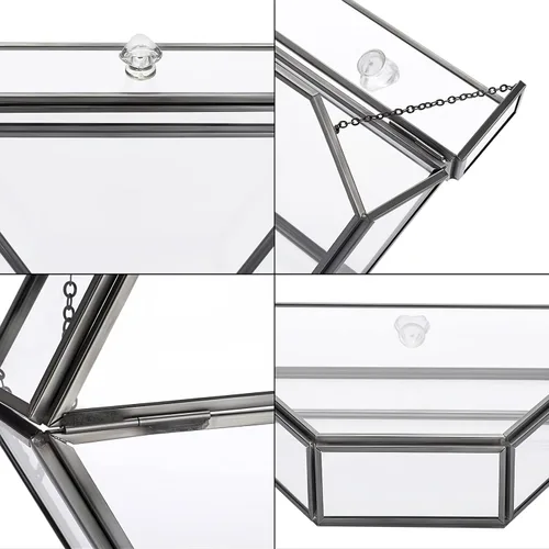 Miniatura 4 de ELLDOO Soporte de filtro de café de vidrio negro Contenedor de almacenamiento de papel de café Dispensador de papel de filtro Estante con cubierta a