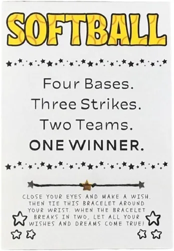 Softball Wish Bracelet, Softball Gift, Team Gift, Softball Card, Graduation, Senior Year, Sports Team Party Favor Gift, Team Wish Gift