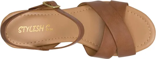 Miniatura 6 de STYLISH S SHIFT - Sandalias de tacón de plataforma de madera sintética con correa de tobillo y puntera abierta para mujer