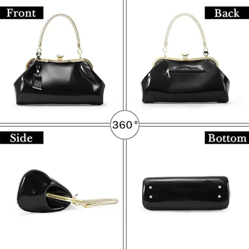 Miniatura 6 de Bolso de mano de charol brillante para mujer, bolso de mano con asa superior, bolso de hombro de noche, bolso de boda, bolso retro