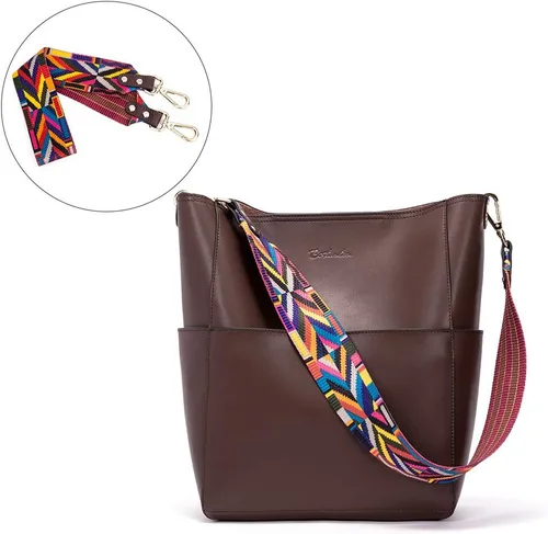 Miniatura 4 de Bostanten Bolsas de cuero para hombro, tipo balde, para mujer
