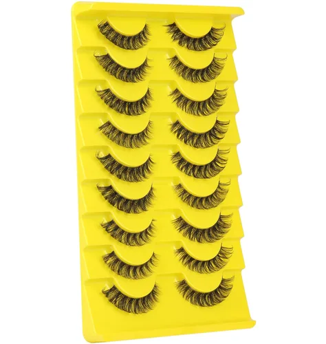 Miniatura 4 de Pestañas postizas naturales rusas en tira, pestañas finas de ojo de gato, pestañas de visón, pestañas falsas 3D, curvatura D, pestañas falsas