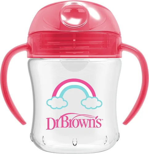 Miniatura 2 de Dr. Brown's Milestones - Vaso entrenador con pico suave y asas, arcoíris rosa, sin BPA, 6 oz/180 mL, a partir de 6 meses Arco iris rosado
