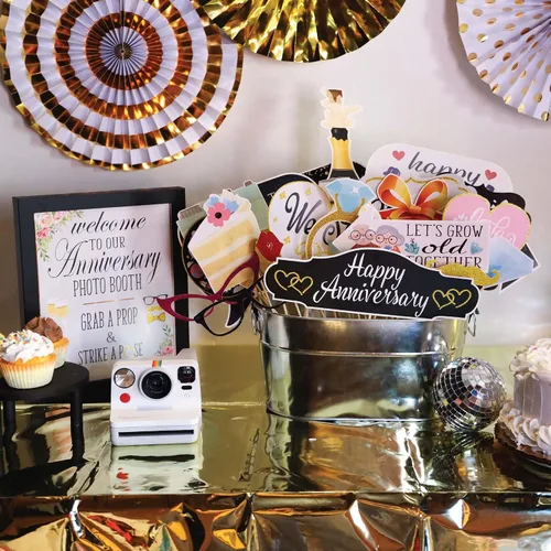 Miniatura 7 de Accesorios para cabina de fotos de aniversario, kit de cabina de fotos de 41 piezas con letrero de 8 x 10 pulgadas, 60 almohadillas adhesivas, 45
