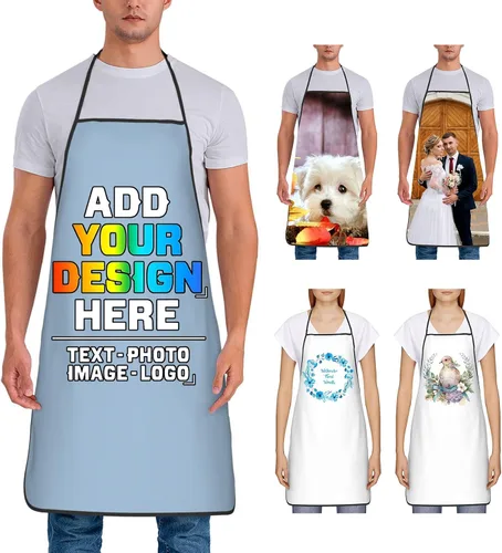 Miniatura 21 de Delantal personalizado para mujer, personalizado para añadir tu propio nombre, texto, logotipo, foto, chef, delantal de cocina para barbacoa