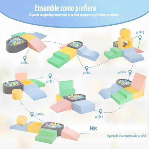 Miniatura 4 de CAMELUS Juguetes de escalada para niños de 1 año, bloques de espuma para bebés con piscina de pelotas para niños pequeños, juego de 6 piezas