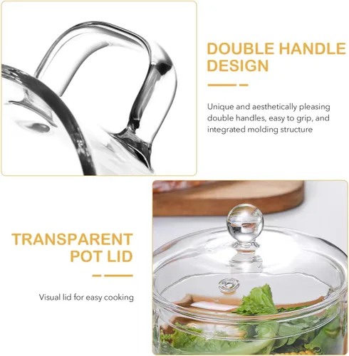 Miniatura 9 de DOITOOL Olla de vidrio para cocinar a fuego lento para estufa Potpourri 1.4 Quarts Cacerola de vidrio resistente al calor con tapa Olla transparente