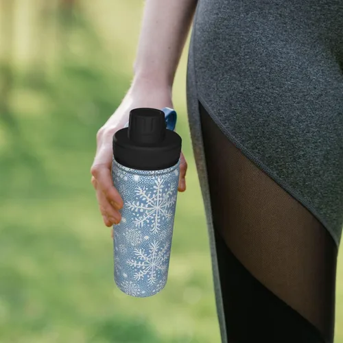 Miniatura 7 de Botella de agua deportiva a prueba de fugas con diseño de conejito junto a flores lilas, 18 onzas, de acero inoxidable duradero de doble pared