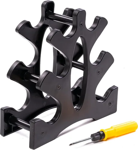 Miniatura 5 de PRISP Juego de mancuernas con estante, 3 pares de pesas libres de neopreno con soporte