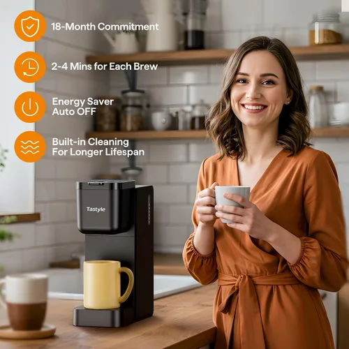 Miniatura 6 de Tastyle Cafetera de una sola porción para taza K, hojas molidas y de té, máquinas de café caliente y helado con ajuste atrevido, tamaños
