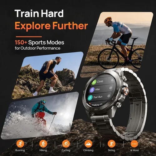 Miniatura 8 de Mibro GS Explorer S - Reloj inteligente de aventura al aire libre de titanio para hombres, GPS de doble banda con mapas sin conexión, grado militar