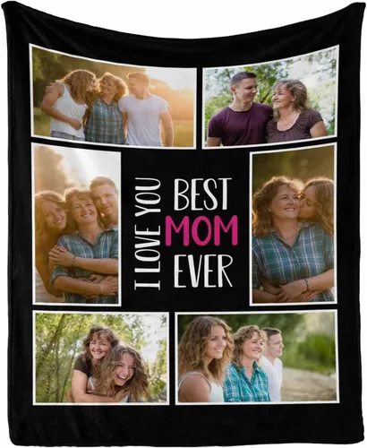 Miniatura 28 de InterestPrint Regalos personalizados para mamá, manta personalizada con fotos y fotos familiares, regalos de cumpleaños para el día de la madre