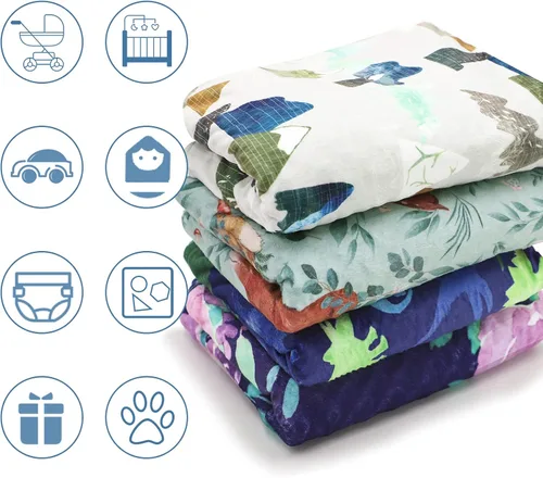 Miniatura 6 de Mantas de bebé para niños y niñas, manta de forro polar con respaldo de puntos, manta supersuave para cubrirse, 30 x 40 pulgadas, animales del bosque