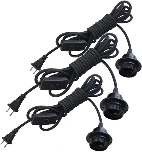 FadimiKoo Kit de luz colgante, kit de lámpara E26/E27, kit de cable de luz colgante Edison vintage con interruptor de encendido/apagado con