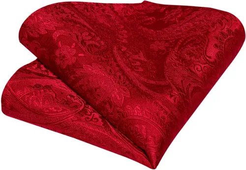 Miniatura 3 de DiBanGu Conjunto de corbata de cachemira para hombre, corbata jacquard tejida de seda y gemelos cuadrados de bolsillo, conjunto de regalo, formal