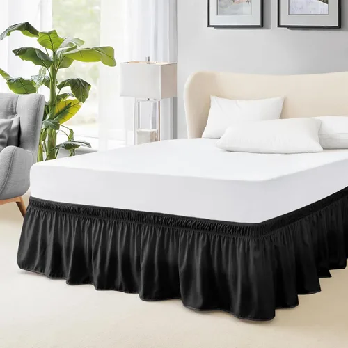 Miniatura 9 de FreshCulture Falda de cama King, con volantes antipolvo para cama de tamaño King, fácil ajuste con caída a medida de 15 pulgadas, falda de cama