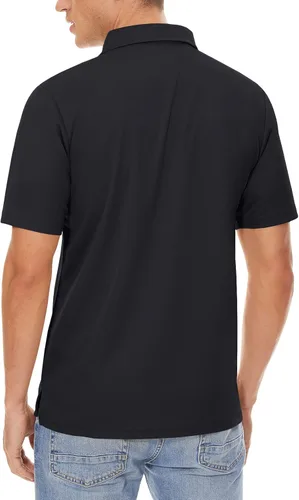 Miniatura 3 de CRYSULLY Camisa táctica de golf de manga corta para hombre, con botones, estilo militar