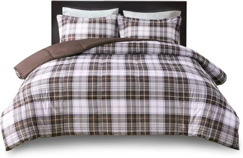Miniatura 12 de Madison Park Essentials - Edredón a cuadros Parkston, funda a juego, funda 3M Scotchguard antimanchas, hipoalergénico, juego de ropa de cama