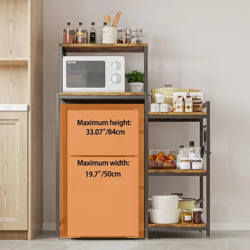 Miniatura 4 de COCOLUCKY - Mini soporte para refrigerador de 6 niveles con estante de almacenamiento. Diseño asimétrico 2 en 1: lado ancho para nevera + Marrón