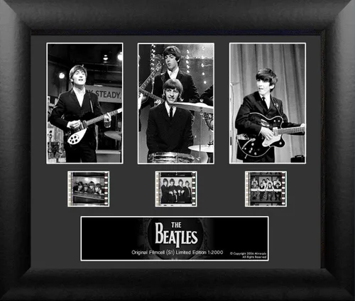 FILMCELLS - The Beatles - Presentación de arte mural de edición limitada de 11" x 13" - Incluye tres clips de película de 1.378 in y certificado de