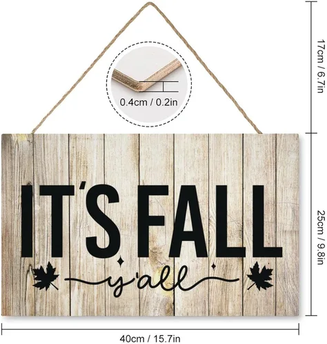 Miniatura 2 de Letrero de madera con texto en inglés "Its Fall Yall", decoración rústica para colgar en la puerta de otoño, decoración de porche para el hogar