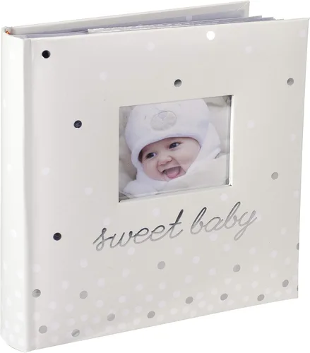 Malden International Designs Sweet Baby White - Álbum de fotos con tapa de apertura de fotos, 160-4x6, color blanco