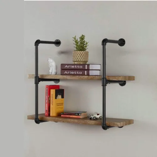 Miniatura 5 de Estantería de tubo negro industrial para bricolaje, montaje en pared, estantería abierta, kit de soporte para proyectos de bricolaje