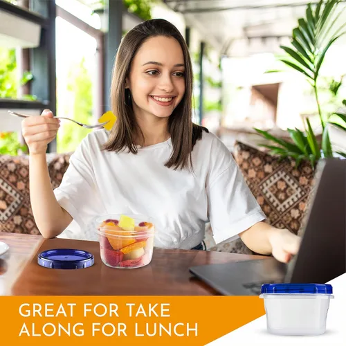 Miniatura 3 de AQUA BLUE Recipientes de almacenamiento para congelador de sopa con tapas superiores giratorias [16 onzas – paquete de 10 unidades] Recipiente