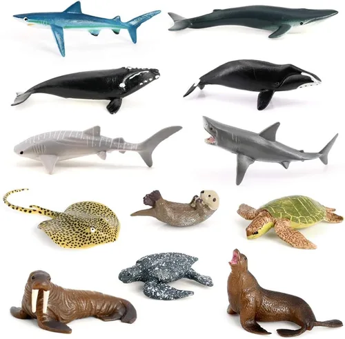 Miniatura 8 de Volnau Mini figuras de juguetes de animales de safari, 12 figuras salvajes en miniatura para niños pequeños, regalo de Navidad, cumpleaños, paquete