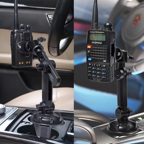 Miniatura 2 de UAYESOK Soporte ajustable para coche Walkie-Talkie (soporte de radio para portavasos y micrófono), soporte de coche para BaoFeng YAESU Icom Kenwood