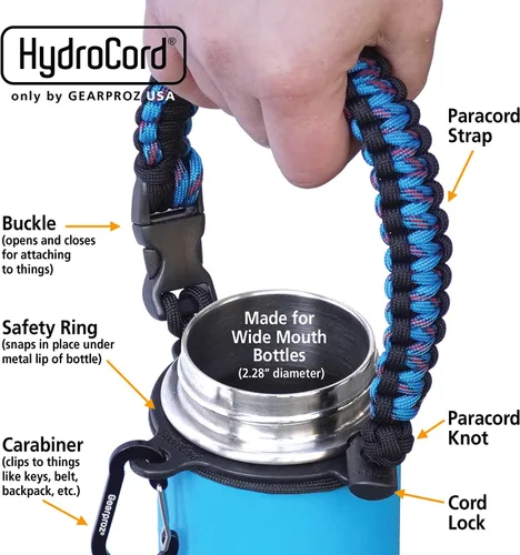 Miniatura 2 de Gearproz - Asa de cuerda de paracaídas para Hydroflask - Asa de correa de supervivencia de cuerda de paracaídas núm. 1 de Estados Unidos, para Cielo