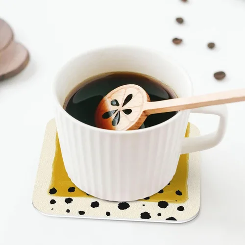 Miniatura 8 de Juego de 4 manteles individuales con estampado amarillo mostaza y negro, de cuero, resistentes a las manchas, para comedor, cocina, antideslizantes