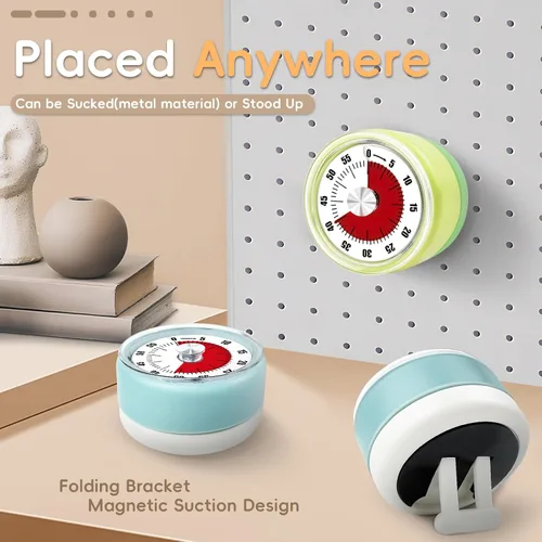 Miniatura 7 de Temporizadores de cocina para cocinar, temporizador visual de 0 a 60 minutos para niños, temporizador magnético de cocción manual con alarma fuerte