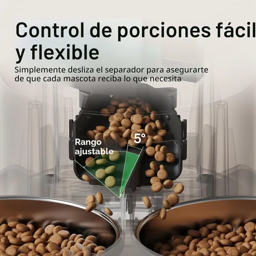 Miniatura 2 de PETLIBRO Comedero Automático para Gatos para 2 Gatos, Comederos WiFi 5G y 2.4G para Mascotas, Dispensador Programable de Comida para Gatos de 5L