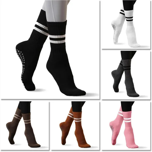 Miniatura 4 de Flydo Calcetines de Pilates Grippy con empuñaduras para mujer, calcetines largos antideslizantes para yoga Pure Barre, ballet, entrenamiento