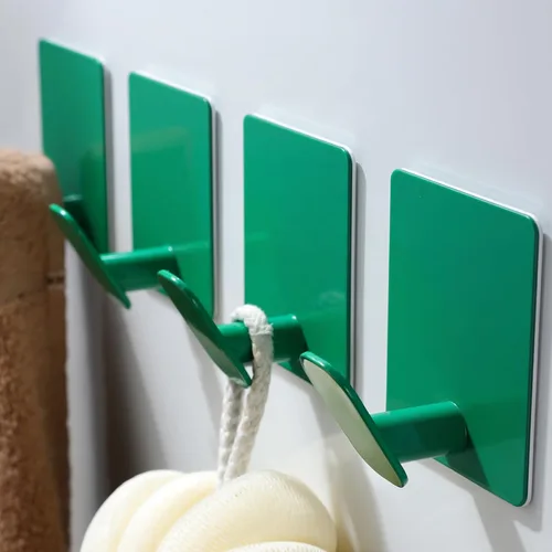 Miniatura 26 de DELITON Paquete de 4 ganchos adhesivos para toallas - Blancos, ganchos autoadhesivos resistentes para pegar en la pared, para colgar batas, abrigos