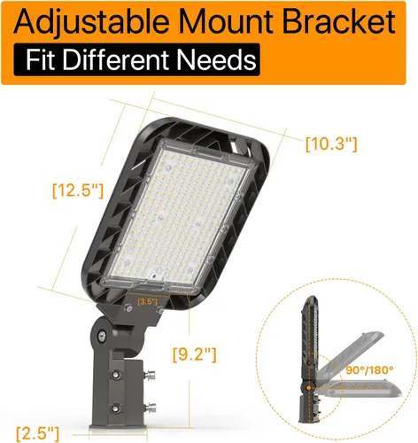 Miniatura 3 de 150W Luces de estacionamiento 3 paquetes 22500lm 5000K Luz LED caja de zapatos Ajuste deslizante Luz de poste del atardecer al amanecer al aire