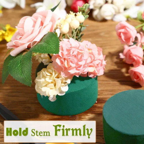 Miniatura 5 de Espuma Floral Grande Redonda de 6 Pulgadas SUPKING, Espuma de Flores 4 Piezas, Espuma de Florista, Bloques de Espuma Húmeda y Seca, Verde