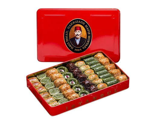 Miniatura 50 de Hafiz Mustafa 1864 Istanbul Baklava - Caja de pastelería - Bocadillos de postre de Baklava horneados hechos de hojas de masa filo fresca, pistacho